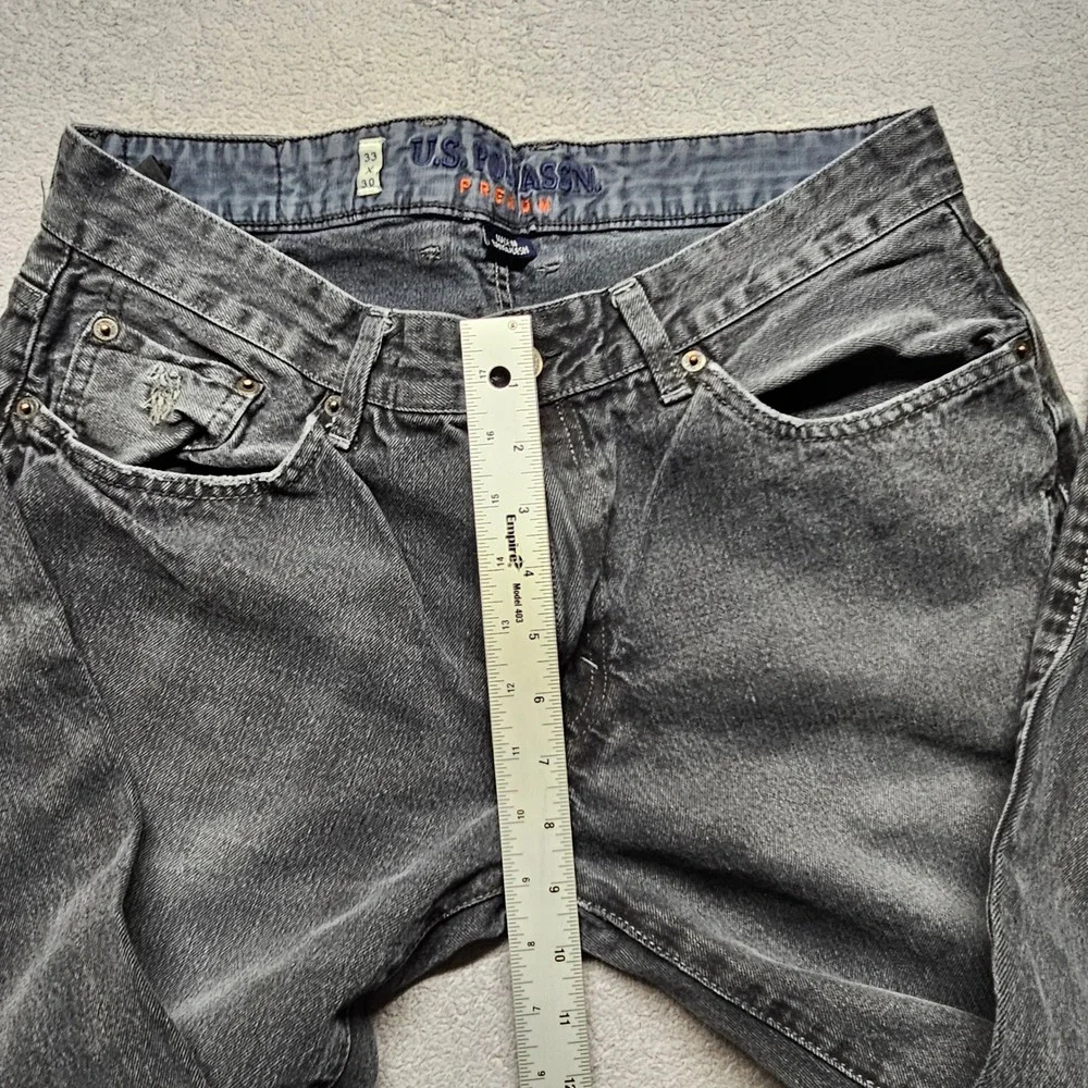 US Polo Assn Premium Denim Jeans Mens 33x30 Gray Straight Leg Faded Casual